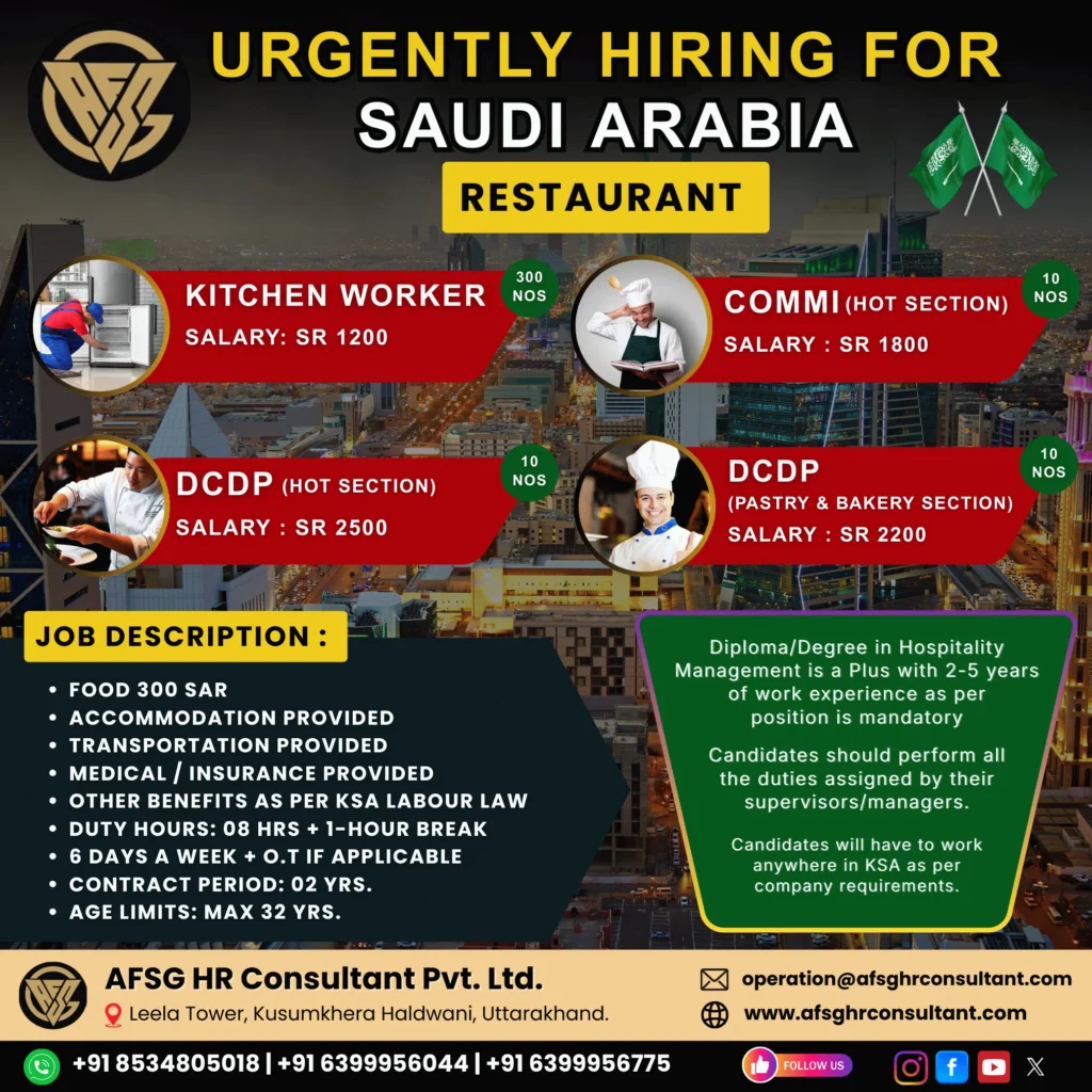 Restaurant Jobs in Saudi Arabia