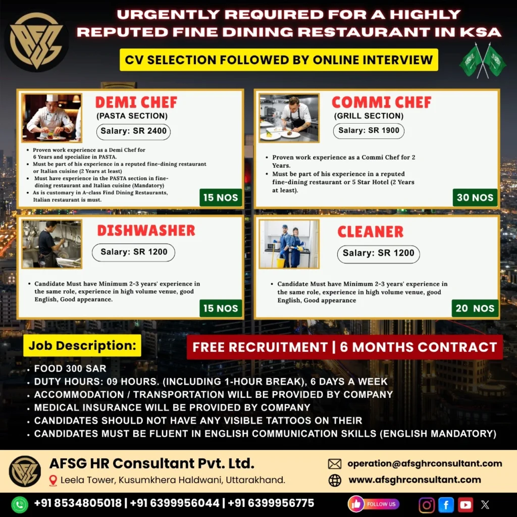 Urgent Hiring in Saudi Arabia