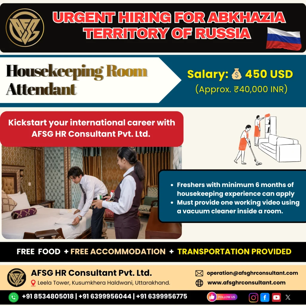 Housekeeping Job Opportunity in Abkhazia