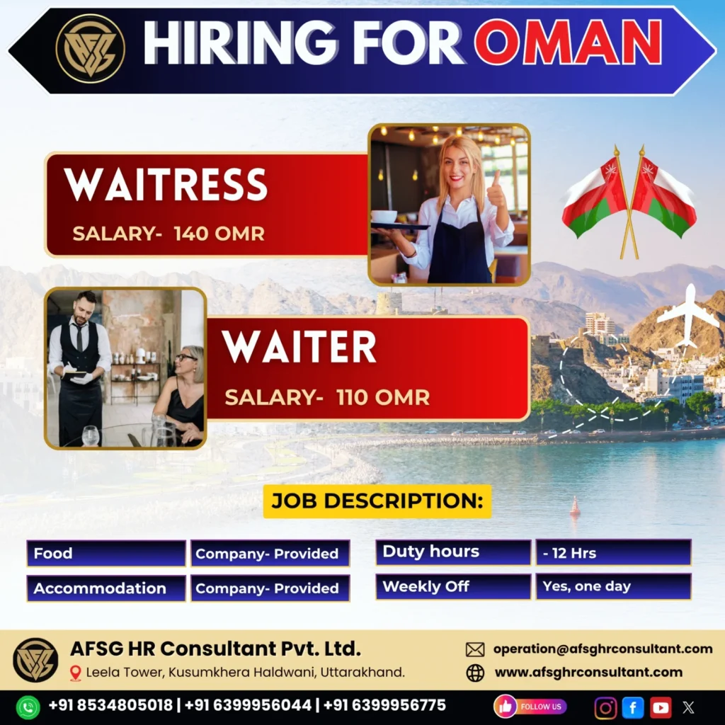 Waiter & Waitress Jobs in Oman