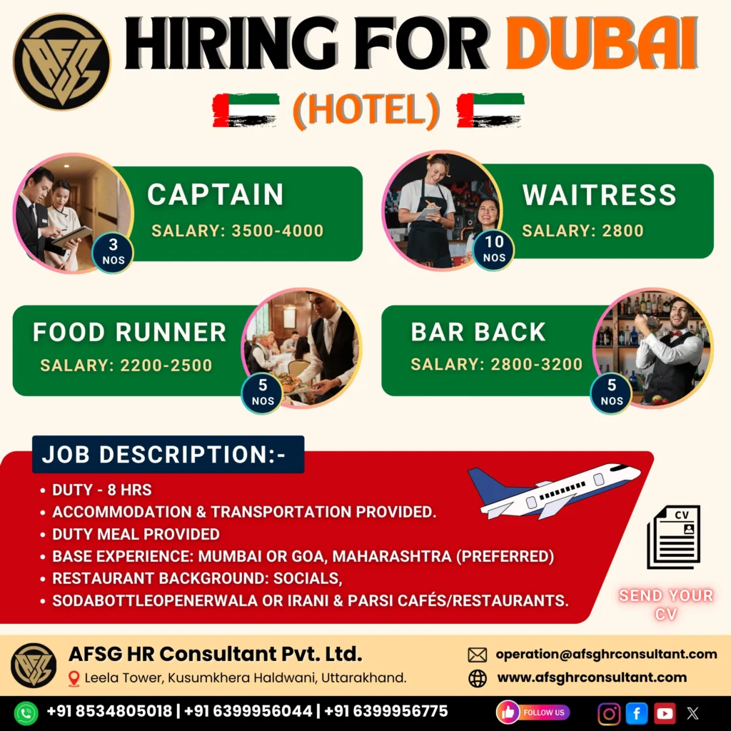 Hiring for Dubai Hotels