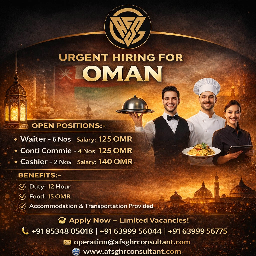 Oman Hospitality Jobs for Indian Candidates