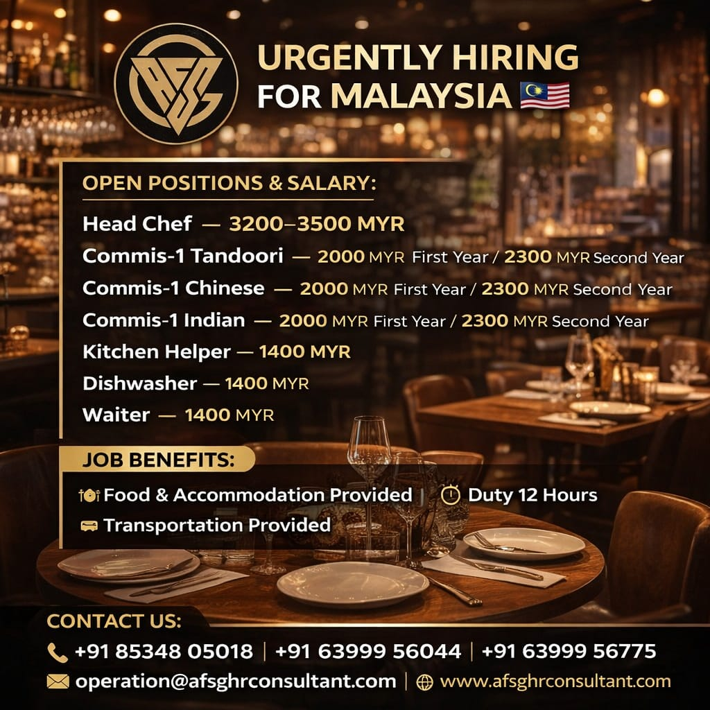 Urgent Hiring For Malaysia – Hospitality Jobs