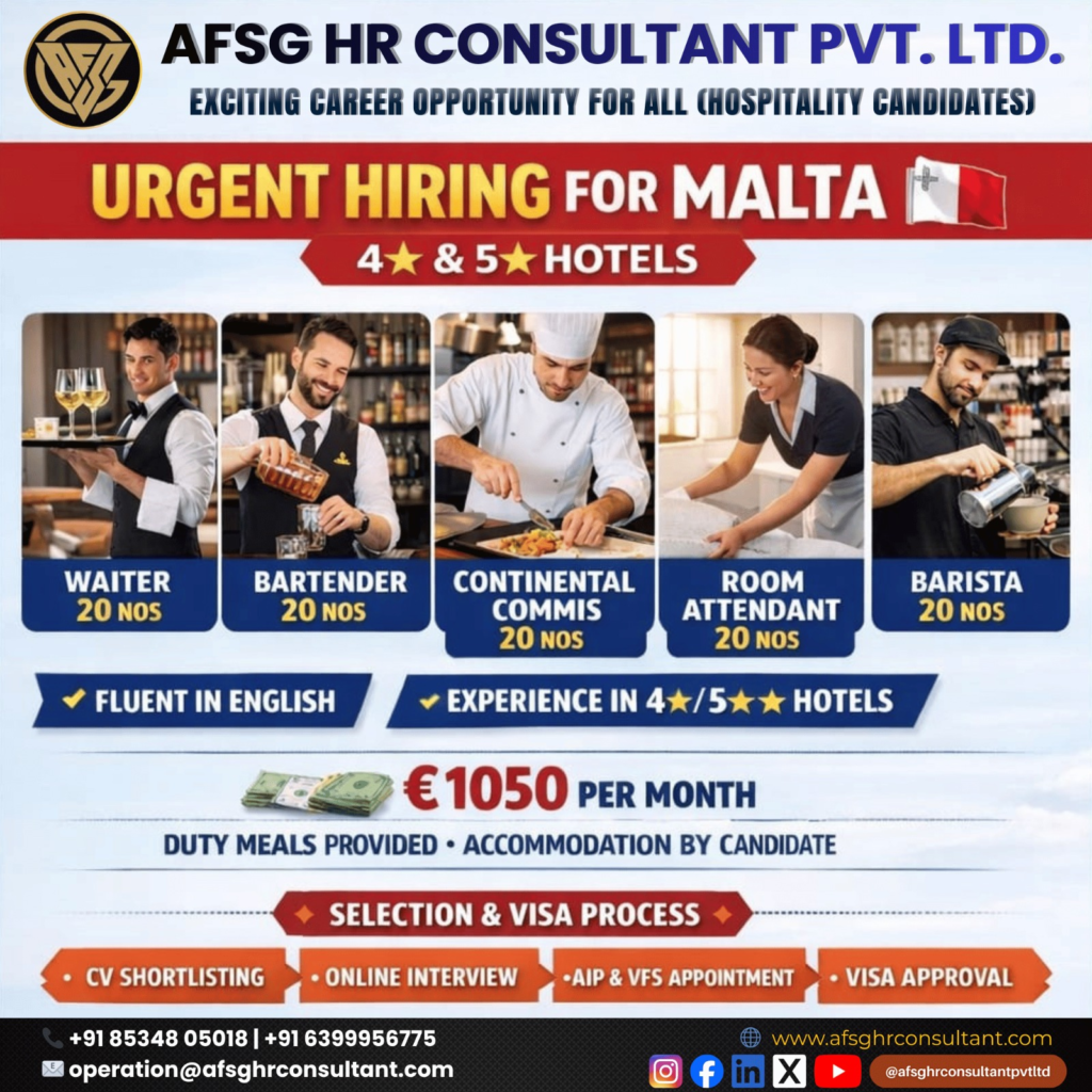 Hospitality Jobs in Malta