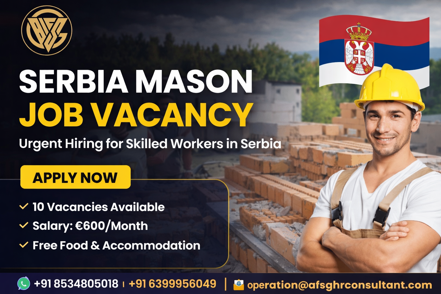 Serbia Mason Job Vacancy