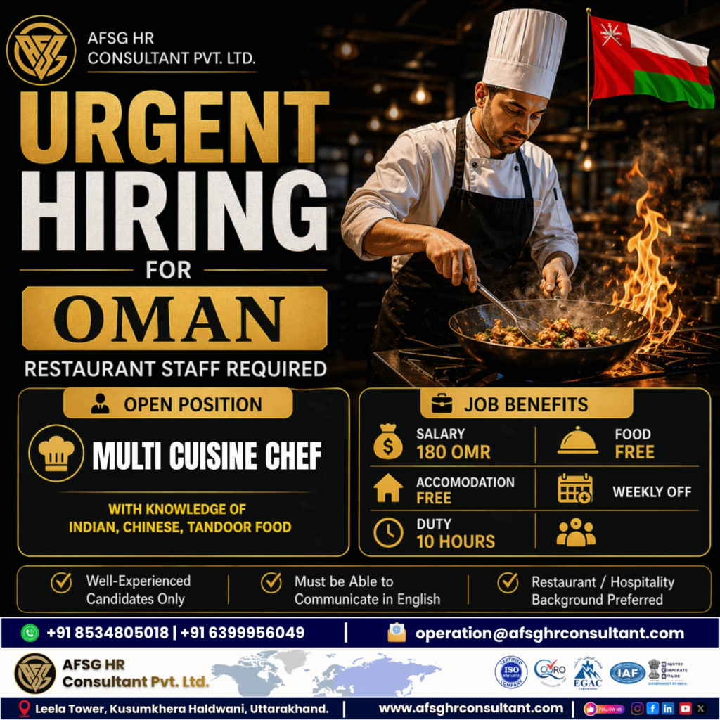 Multi Cuisine Chef Jobs in Oman