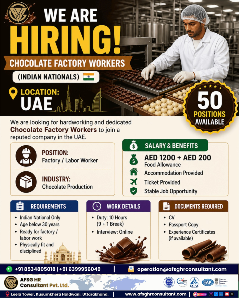 Chocolate Factory Jobs UAE