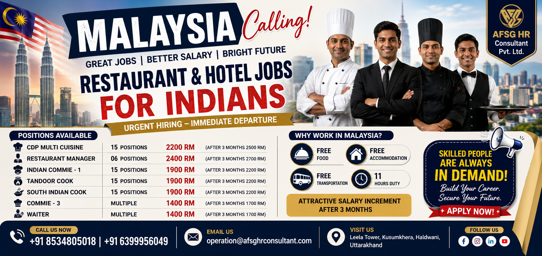 Malaysia Restaurant Jobs for Indians