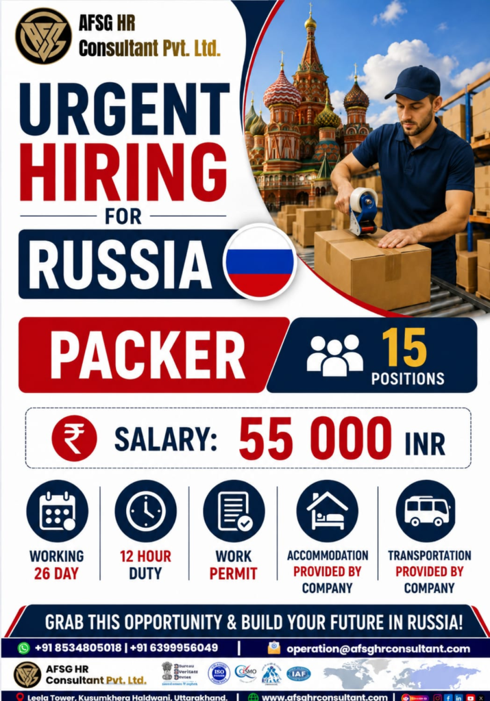 Russia packer jobs for Indians